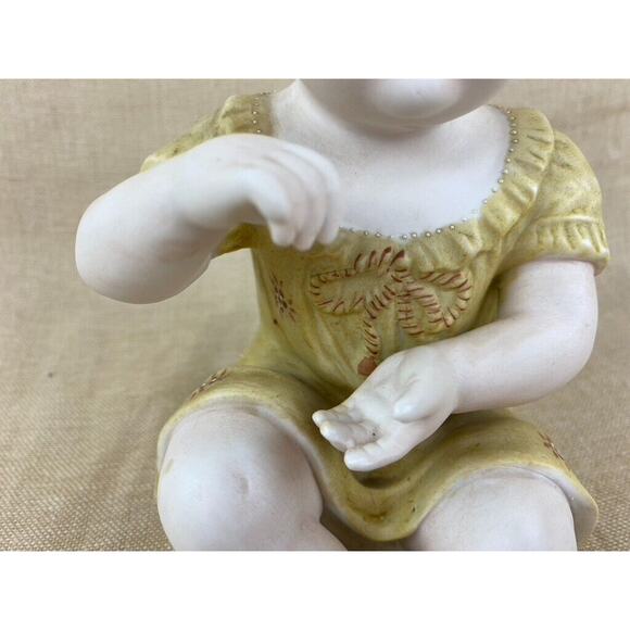 Vintage Bisque Porcelain Piano Baby Figurine 7” - Picture 8 of 12
